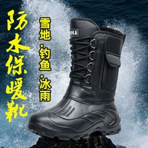 Outdoor waterproof snow boots mens middle boots thickened and velvet cotton boots warm boots fishing boots waterproof boots cold storage work