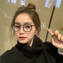 Korean version of tide small frame anti-blue glasses frame female small red book net round face black eyes myopia anti-radiation