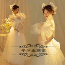 87 exhibition new photo studio pregnant women Photo sexy cute bow white gauze puffy skirt photo theme clothing