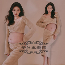 2253 Exhibition New Pregnant Women Photo Sexy Split Sweater Fashion Big Belly Mommy Photo Studio Theme Clothing