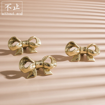 Original design high-grade handmade brass bow handle European-style French cabinet Wardrobe door drawer gold handle