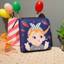 Sentei Cartoon Zero Wallet PU Leather Zipper Cute Student Lady Short purse Mini small handbag Money clip