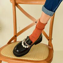 Shake-up small red book recommended 2022 Summer 100 hitch genuine leather retro pure color thick bottom Lefoe womens shoes