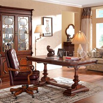 American light luxury solid wood board desk desk desk retro office computer table and chair combination