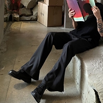 Addressunknown stereo slim cut split micro horn vibe wind trousers black casual trousers
