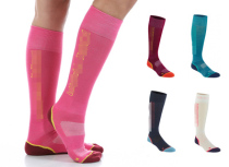 European version Women Color Butterfly thin sports hip hop warm cold merino wool high barrel ski socks