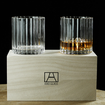 Nordic Crystal cup Couple cup glass glass glass glass Whiskey glass Creative ins wind wooden box set