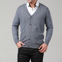 Middle-aged and elderly cashmere cardigan mens cardigan elderly thin open knitted sweater cardigan jacket plus fat plus size