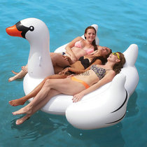 Eco-friendly thickened water inflatable swan floating row round-billed duck inflatable white swan mount flamingo swimming ring
