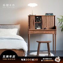 Pu Su Mu Nordic Japanese Solid Wood Dressing Table Home Small Apartment Bedroom Black Walnut Vintage Makeup Table