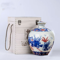 Blue and white ceramic wine bottle 5kg wine jar with lid white wine bottle storage equipment Jingdezhen custom empty bottle box box