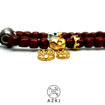 24K Pure Gold Crown card ring running ring gold corpse Tuolin master skeleton evil spirit dull accessories with beads