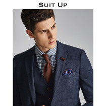 Wool suit mens suit business dress English style groom suit suit suit mens slim wedding dress three-piece set