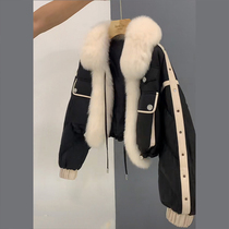 Fashion big hair collar down jacket womens short 2021 Winter new Korean version of foreign style Joker white duck down coat tide