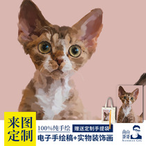 Sketch portrait custom painting hand painted head portrait pet portrait live photo watercolor portrait living room decoration painting gift