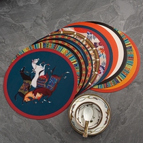 American round PVC imitation leather waterproof oil-proof heat insulation cushion table cushion dining cushion bowl cushion anti-burn western dining cushion disc cushion