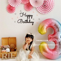 ins gradient rainbow digital aluminum film balloon baby birthday year old street sign event festival arrangement