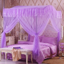 Single mosquito net light tent yarn triple door thickened plus high stainless steel bracket floor palace-style princess arched mosquito net