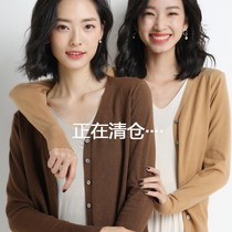 Autumn Winter New Cashmere Cardiovert Woman Short loose goat sweater outsuit knitted sweater V collar 100 lapped Korean version jacket