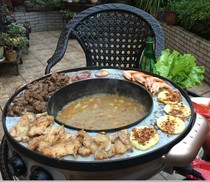 Large electric barbecue grill Household electric baking tray Smoke-free non-stick barbecue machine Multi-function shabu-shabu one-piece pot Mandarin duck hot pot