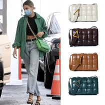 2021 new small square bag leather woven plaid pillow tofu bag one shoulder oblique cross bag star with the same bv womens bag