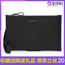 New Ck Men Clip Bag Large Capacity Genuine Leather Letter Enveloping Bull Leather Hand Grab Bag Youth Extravagant Fashion Wallet