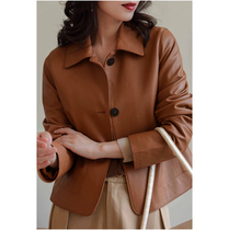 Womens special clothing sheepskin leather clothing womens autumn high-end leather short motorcycle jacket jacket RNAG5ZJ022