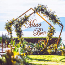 Hot new wedding forest wrought iron arch geometric diamond wedding props background decoration pentagonal arch