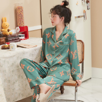 Pajamas womens summer ice silk thin section loose simulation silk advanced sense can be worn outside womens casual home wear suit