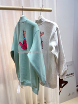 yun zhi cai autumn and winter behind dinosaur print velvet half turtleneck loose version pregnant women long sweater