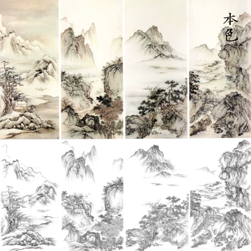 中国美術・純手描き・四尺横幅・花鳥画芯・水墨画・啓功印款・宣紙・