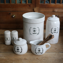 Clearance Ceramic sesame glaze vintage tool jar Milk pot sugar jar storage jar storage jar seasoning jar