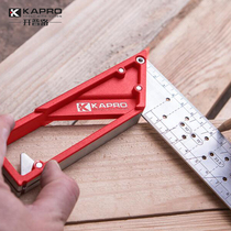 Israel KAPRO stainless steel right angle ruler 45 degrees 90 degrees woodworking ruler Marked steel ruler Scribed angle ruler