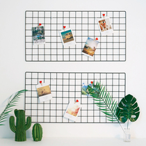 ins iron grid photo wall bedroom Net red dormitory layout creative wall decoration hanging wall Photo Wall Wall free of punching