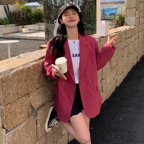 Advanced Senses Plum Color Suit Jacket Woman 2022 New Design Feel Spring Loaded Korean Wind Chic Casual Little West Suit