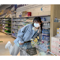 Cloth sauce original unheard evening wind Japanese niche retro collage loose lapel denim jacket women early Autumn New