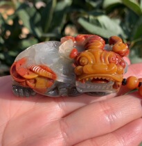 Yang Yujia Natural Huanglong Jade Eggplant Mountain Fulu Shou Scai Jinsha Yin Yang Ear Overlord