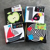Export method Single baby palm small cloth book Newborn black and white cognitive sound paper cloth book Visual stimulation can bite