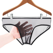 Men's sexy underwear men's full transparent briefs low waist sexy mesh adult dew soft smooth passion