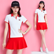 New badminton womens sports dress set summer dress womens tennis dress short sleeve pants skirt tennis dress casual wear