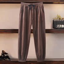 Corduroy drawstring pants spring and autumn elastic waist plus fat size Haren pants fashion middle-aged mother casual trousers