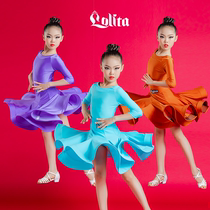Lolita new summer mid-sleeve round neck Latin dance skirt Childrens and girls competition regulations clothing Professional grading clothing set