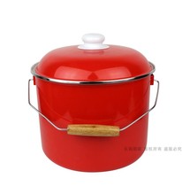 26CM thick colorful enamel carrying bucket enamel lid basin with lid enamel hanging bucket enamel soup pot enamel lifting pot