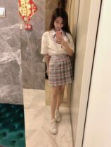 jk uniform skirt genuine suit Original grid skirt Short skirt Japanese college style pleated skirt shirt female student uniform skirt