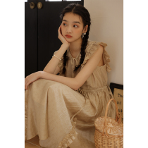 Reminiscent old oldtimes cover flesh showing thin back French flying sleeve dress (variation of the wind) Q7123