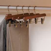 Tianzong walnut color solid wood pants rack without trace skirt pants hang multi-function clip Household non-slip hanger wardrobe storage