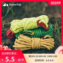 Mountain fun outdoor camping rally windproof reflective rope Thick 4mm rope sky curtain tent accessories polyester wind rope buckle