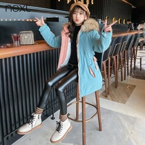 NEXT Girls windbreaker plus velvet jacket winter New Korean version of the middle child big hair collar hooded parka childrens coat