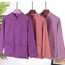 Middle-aged and elderly women cardigan velvet fever fiber autumn clothes double-sided velvet plus size warm coat thin base shirt