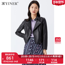 YINER womens 2021 autumn new fashion foreign style slim short leather leather leather